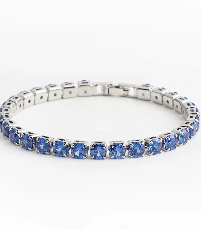 💙 Pulsera Tennis "Zafiro Real" – Circonia Icy 5mm y Oro 18K 2