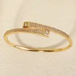 Pulsera Simple con tachuelas para mujer, brazalete clásico con apertura de cobre y circonio, joyería diaria, accesorios como regalo 5