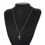 Collares de cruz de Jesús cristiano a la moda, colgantes simples de cadena larga de Color plateado para mujeres y hombres, regalos de joyería, triangulación de envíos 6