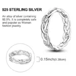 Anillo de Plata de Ley 925 Original, anillos trenzados brillantes para mujeres y niñas, joyería, regalos de aniversario de cumpleaños 5