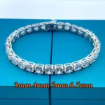 pulsera de tenis con diamantes de moissanita para hombre y mujer, 3mm, 4mm, 5mm, 6,5mm, certificado, joyería fina de lujo de Plata de Ley 925 2