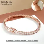 Serenity-pulsera de tenis de moissanita para hombre y mujer, Color oro rosa, 3mm, 4mm, 5mm, plata de ley S925, cadena de mano con diamantes de laboratorio brillantes 1