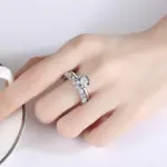 Oeves-Conjunto de anillos de novia de moissanita, Plata de Ley 2,2 100%, compromiso, boda, fiesta, joyería fina, 2 quilates + 925 quilates 3