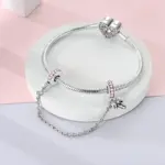 Cadena de seguridad de Plata de Ley 925 Original, estrella, Luna, sol, corazón, lazo, Clip de silicona, compatible con Pulsera Original, regalo de joyería DIY 4