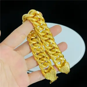 Nueva tienda de oro, pulsera para hombre del mismo estilo 9999 24K, oro real, regalo para propietario, joyería de lujo, moda exquisita 1