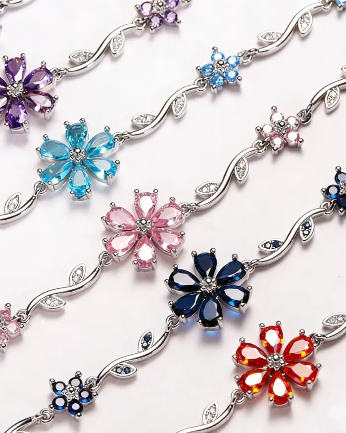 🌸 Pulsera "Jardín de Turquesas" – Edición Multicolor en Oro de 18K 2