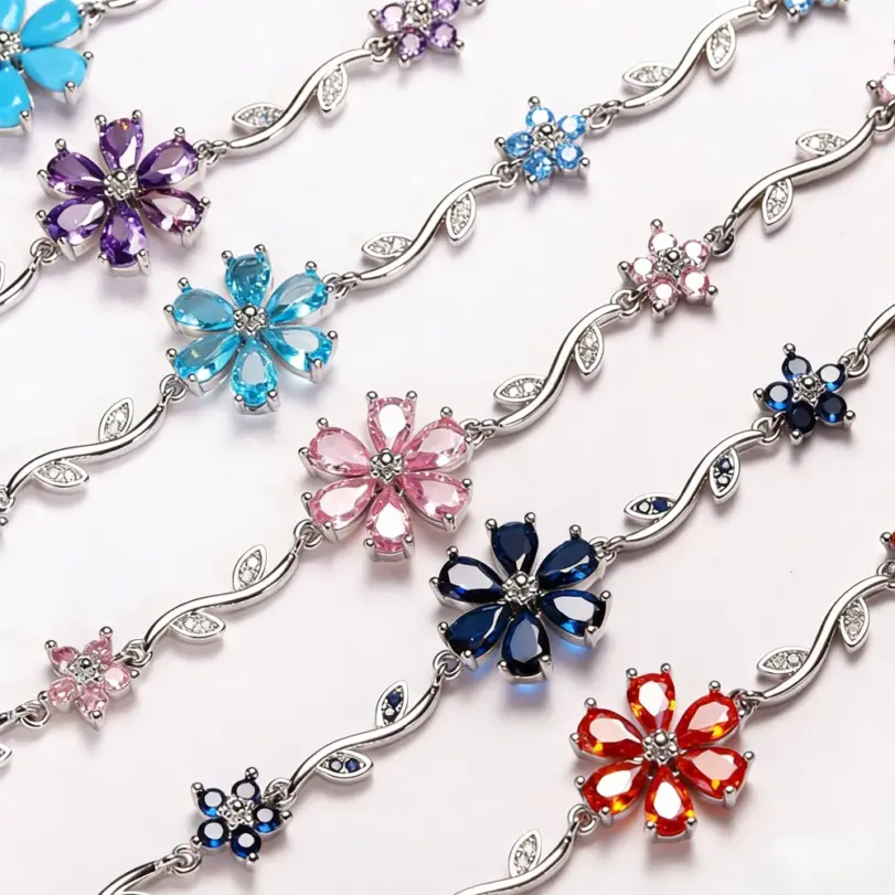 🌸 Pulsera "Jardín de Turquesas" – Edición Multicolor en Oro de 18K 2
