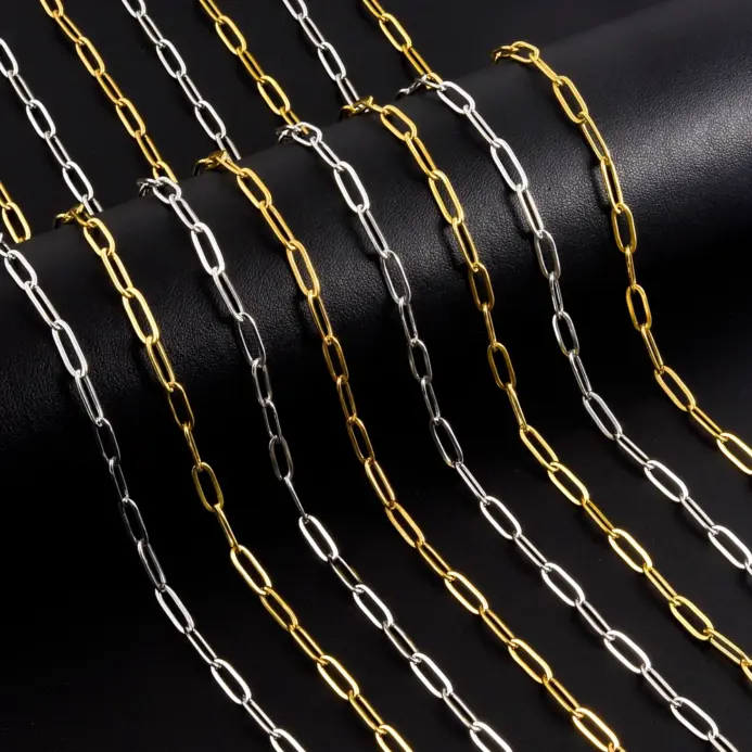 🔗 Cadena "Industrial Hollow" – Acero Inoxidable Estilo Paperclip (40-70cm) 1