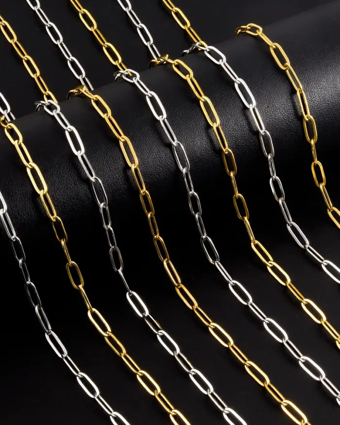 🔗 Cadena "Industrial Hollow" – Acero Inoxidable Estilo Paperclip (40-70cm) 1