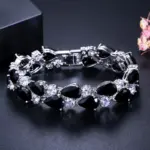 Pera-pulsera de circonia cúbica verde para mujer, brazalete de lujo con piedras grandes, accesorios de joyería nupcial para damas de honor, B029 4