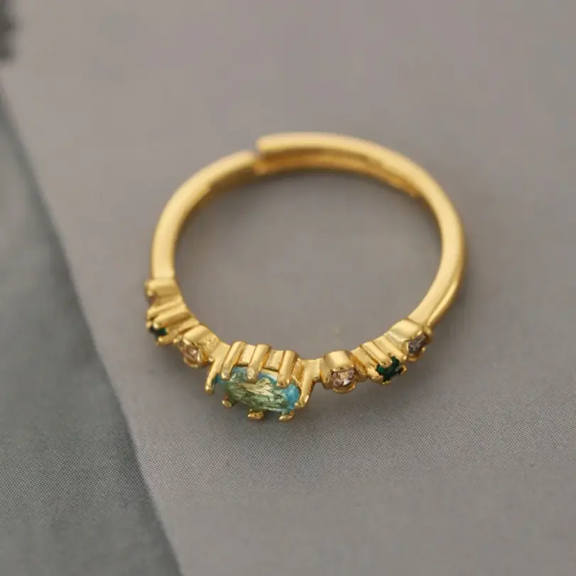 Anillo de plata de ley S925 para mujer: circón de arte brillante con incrustaciones, chapado en oro de 18 quilates, joyería de regalo elegante 5