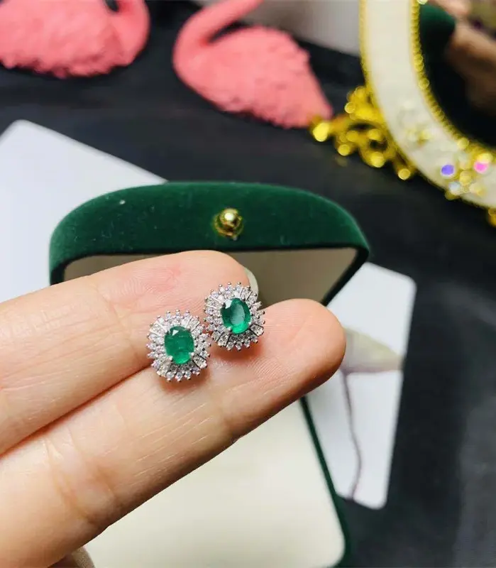 Pendientes de Esmeralda Natural para mujer, pendientes colombianos de plata 925, pendientes de piedras preciosas con certificado 2