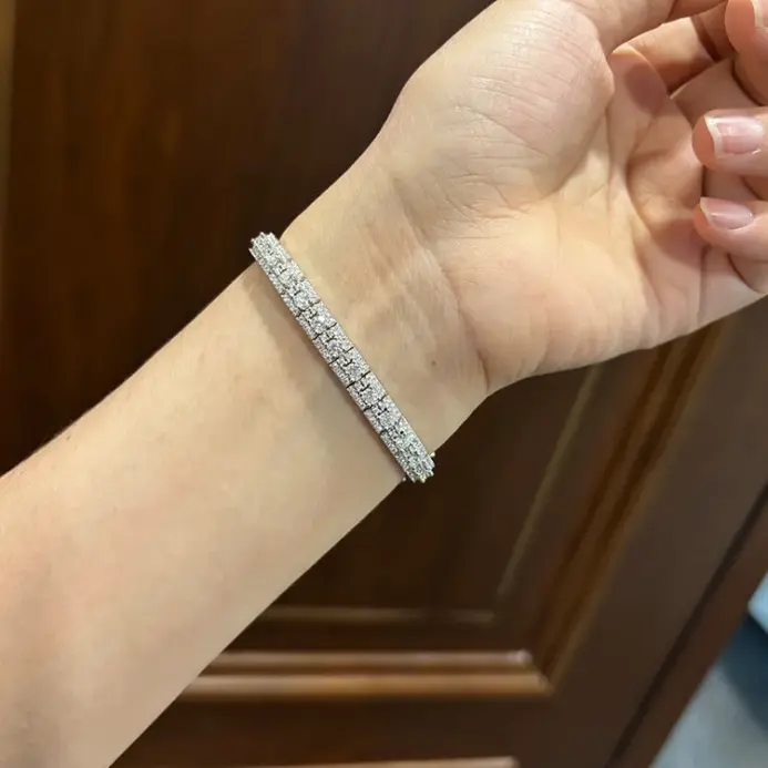 Pulsera de Moissanita Completa de Moda para Mujer y Hombre, Chapado en Plata de Ley 925, Color D, VVS1, Unisex, Pulsera de Moissanita de Lujo 2