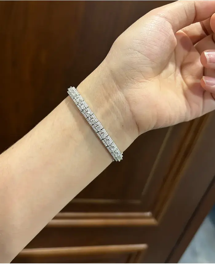 Pulsera de Moissanita Completa de Moda para Mujer y Hombre, Chapado en Plata de Ley 925, Color D, VVS1, Unisex, Pulsera de Moissanita de Lujo 2