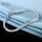 Pulsera de tenis 3x3mm piedra preciosa cultivada en laboratorio CZ 925 plateada 18k joyería para fiesta y boda pulseras para mujer hombre regalos dijes 3