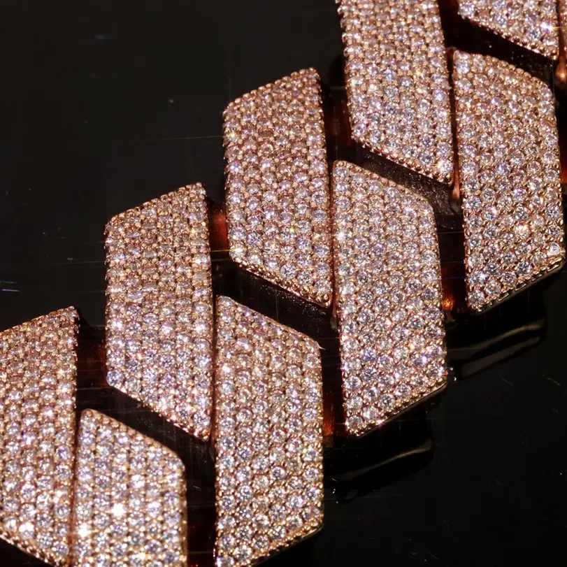 Joyería de Hip Hop, collar helado de oro rosa, grande, grueso, pesado, 25mm, 6 filas, piedra Cz ostentosa, collar de cadena de eslabones cubanos ﻿ regalo para hombres 6