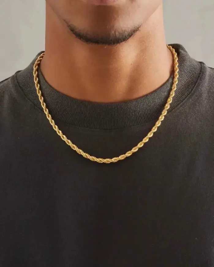 Venta al por mayor Noble 45-60 cm 18K oro 4mm cuerda cadena collar para mujer hombre moda boda encanto regalo joyería 18-24 pulgadas 2