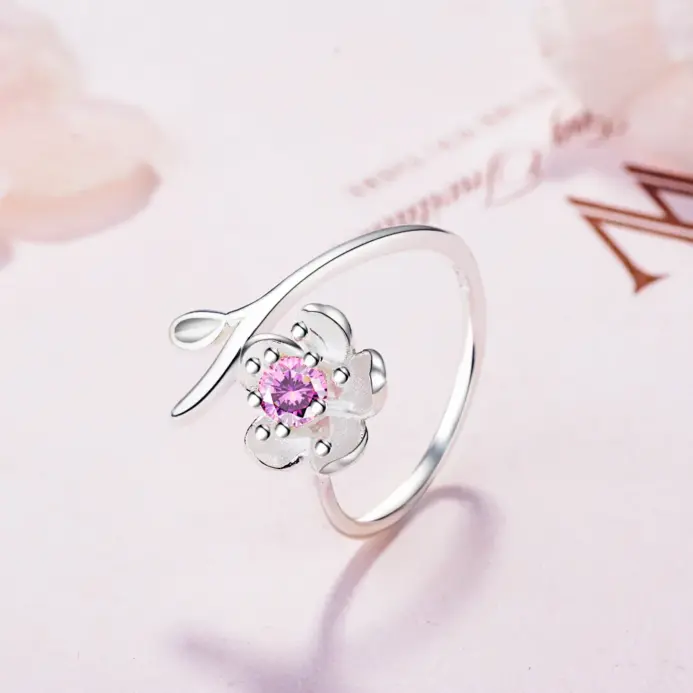 Anillo de Plata de Ley 925 con flores y circonita de alta calidad para mujer, accesorios de joyería fina para boda, regalos de fiesta 2