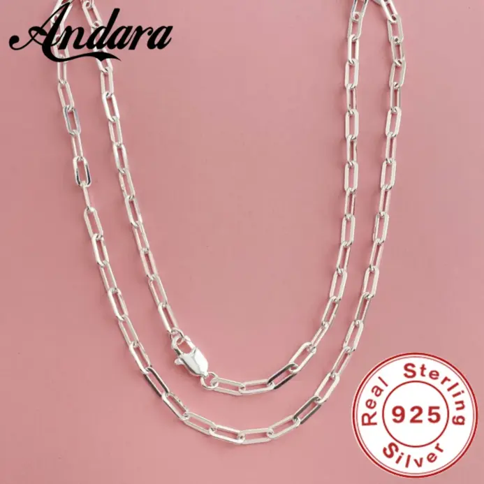 📎 Collar "Andara Geometric" – Plata de Ley .925 Estilo Paperclip 1