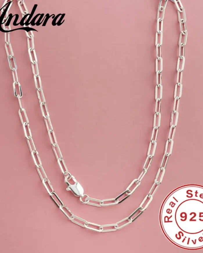 📎 Collar "Andara Geometric" – Plata de Ley .925 Estilo Paperclip 1