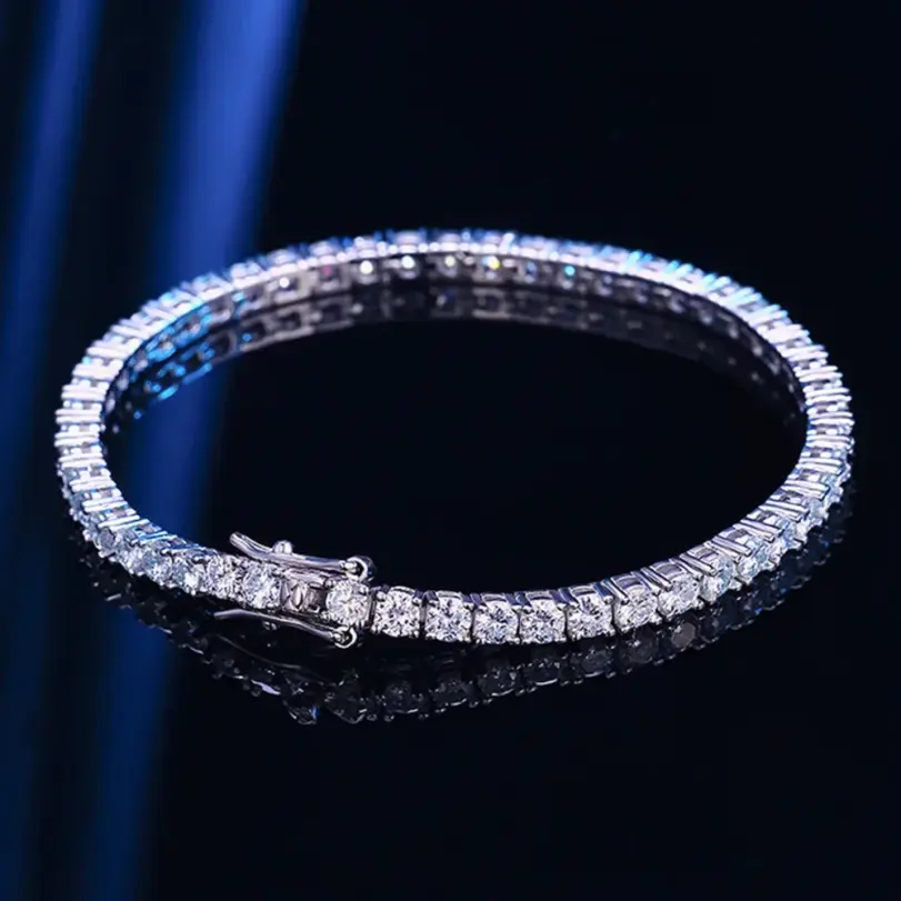 Pulsera de tenis de piedra de moissanita de plata de ley 925, 3- 4mm de ancho, joyería de boda personalizada, venta al por mayor 3