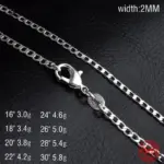 Collar plano de Plata de Ley 925 de 2MM, cadena para mujeres y hombres, joyería para fiesta y boda, regalo 5