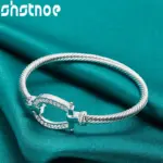 brazaletes de cuerda anudados de Plata de Ley 925 para mujer, joyería de moda para fiesta de cumpleaños y boda, regalos para mujer 4