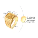 Anillo de sello de águila calva para hombres, anillos de pájaro chapados en oro con sello de pájaro, joyería de banda de halcón de acero inoxidable 5
