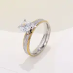 Anillos de compromiso para parejas de amantes de 4mm para mujeres y hombres, anillo de acero inoxidable con circón, joyería de estilo coreano para boda WC033 3