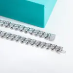 pulsera cubana de moissanita, Plata de Ley 925 de Hip Hop, 1,2mm/1,5mm/2mm, llamativo de Metal pesado llamativo para hombres y mujeres 4