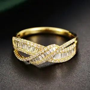 anillos de dedo de Color dorado para mujer, accesorios de compromiso con circonita brillante, joyería preciosa de moda para boda 1