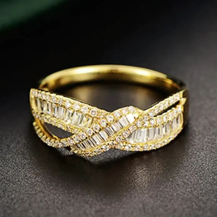 anillos de dedo de Color dorado para mujer, accesorios de compromiso con circonita brillante, joyería preciosa de moda para boda 1