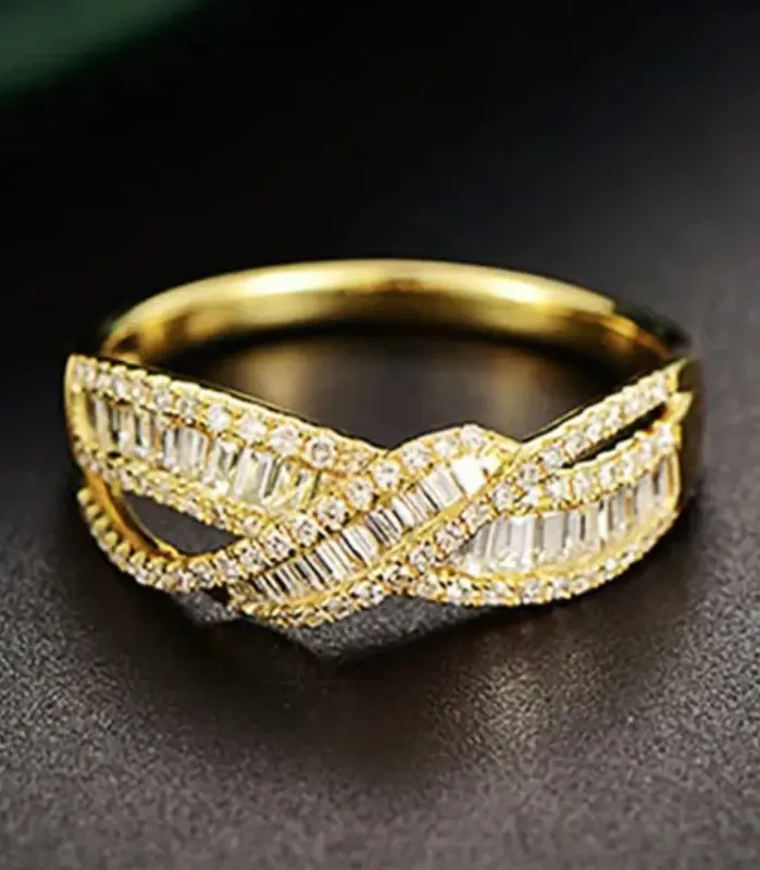 anillos de dedo de Color dorado para mujer, accesorios de compromiso con circonita brillante, joyería preciosa de moda para boda 1