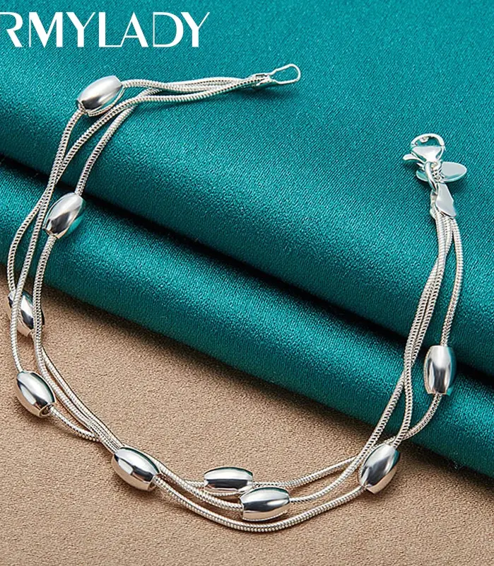 Pulsera de plata de ley 925, cadena, producto de diseño a la moda, joyería hermosa, pulsera de alta calidad con cuentas para mujer, boda 1