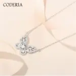 Collar de mariposa de moissanita de lujo de 1CT, prueba de diamante, certificación GRA, Color D, VVS1, collar de plata de ley 925 2