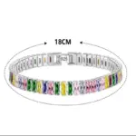 Pulsera de plata de ley 925 Noble, cadena de lujo, joyería de mano de cristal de Color para mujer, abalorio, regalo de boda, fiesta, 18cm 3