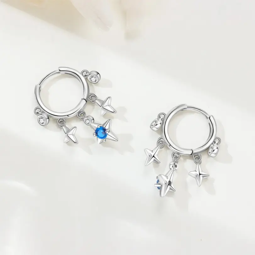 🌙 Pendientes "Blue Night Sky" – Plata S925 y Circonia Azul (Edición MISEFF) 6