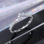 Anillo de compromiso de boda de Plata de Ley 925 para mujer, regalo de cumpleaños romántico para novia, joyería de circón de cristal a la moda 6