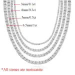 Collar de tenis OEVAS de moissanita de 3MM/4MM/5MM/6.5MM para mujer, de alta calidad, 100% plata de ley 925, joyería fina brillante para fiestas 2