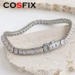 Pulsera de moissanita de 3mm para mujer s925, pulsera de moissanita para mujer, pulsera de moissanita completa de princesa de Color D para mujer 3