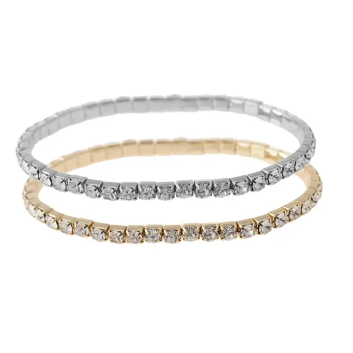 Nueva Pulsera elástica de una sola fila de cristal CZ pulsera de novia brazalete brillante para mujer joyería mejor amiga boda señora Pulsera 2