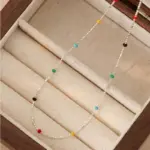Collar de plata de ley 925 con gargantilla de cuentas multicolores geométricas simples, cadena de clavícula delicada y brillante para mujer 5