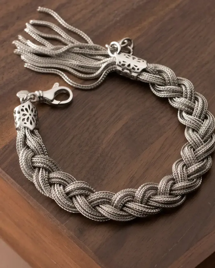 Pulseras de cadena giratoria tejidas a mano de plata de ley S925 para mujeres y hombres, regalos de joyería fina de moda Vintage y de lujo 1