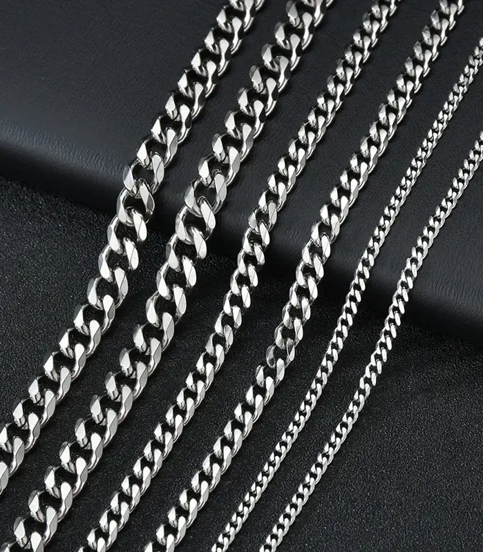 Collares de acero inoxidable de 3,5-7MM de ancho para hombre, gargantilla de cadena de eslabones cubanos Punk, accesorios de joyería de fiesta de moda Hip Hop para mujer 1