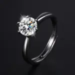 2 unids/set de anillos de pareja a juego con corazón de circón, anillo ajustable de boda de amor sin fin para siempre para mujeres y hombres, dije para el Día de San Valentín 5