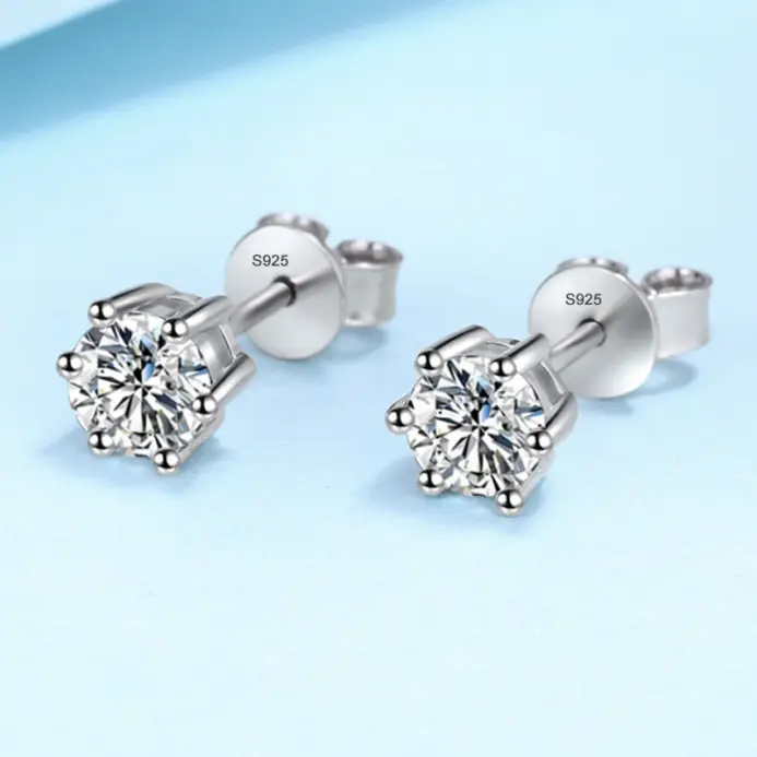 Pendientes NeeTim de moissanita de 0,5 CT, 1ct, 2ct, para mujer, Plata de Ley 925, verde, rosa, negro, azul, gris, pendientes brillantes 2