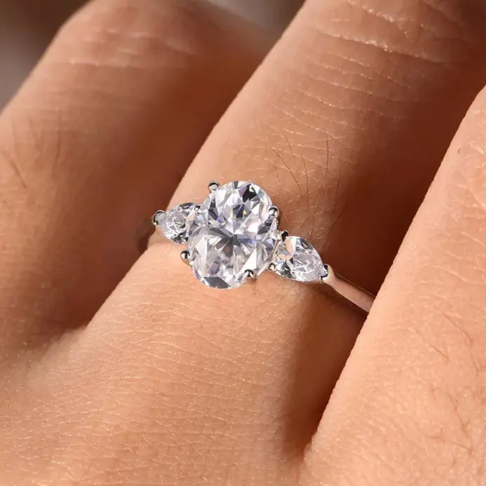 Anillo de moissanita OEVAS con corte ovalado de 1,5 quilates, 100% plata de ley S925 para mujer, alianza de boda, joyería fina al por mayor 2