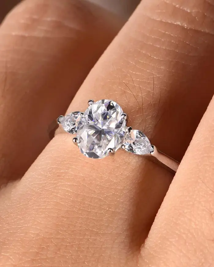 Anillo de moissanita OEVAS con corte ovalado de 1,5 quilates, 100% plata de ley S925 para mujer, alianza de boda, joyería fina al por mayor 2