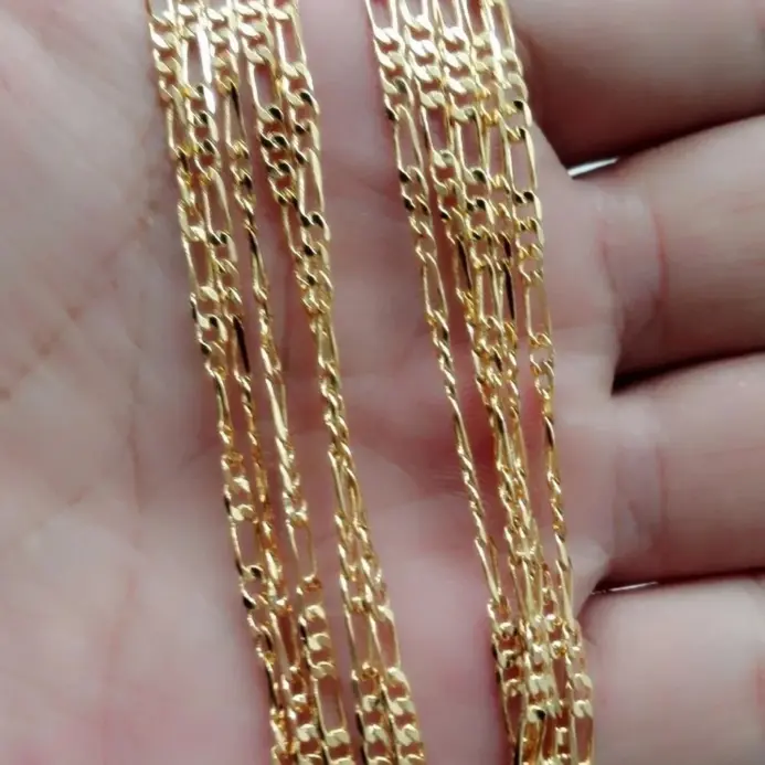 Exquisito collar de moda chapado en oro de 18 quilates para mujeres y hombres, tamaño 16-30 pulgadas, joyería, cadena Figaro de 4 mm, collares al por mayor 2
