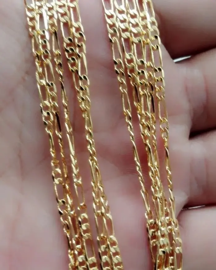 Exquisito collar de moda chapado en oro de 18 quilates para mujeres y hombres, tamaño 16-30 pulgadas, joyería, cadena Figaro de 4 mm, collares al por mayor 2